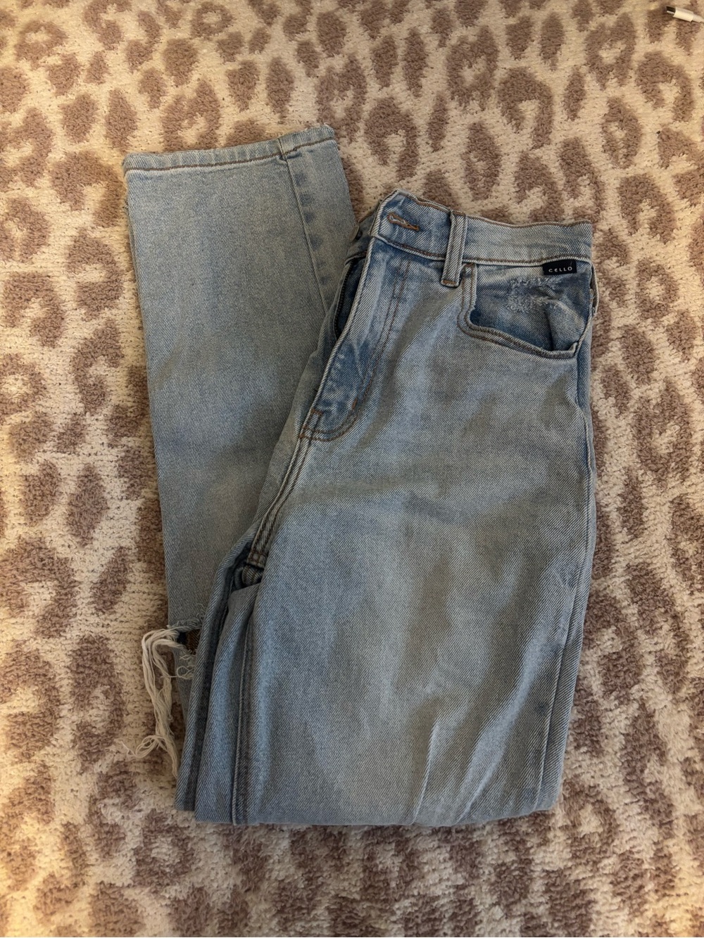 cello flared ripped light wash jeans